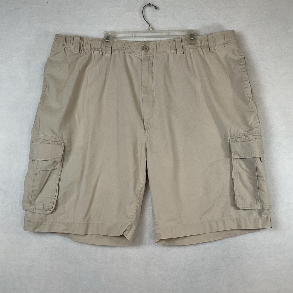 Roundtree Yorke Casuals Cargo Shorts Mens 50 Beige Linen Blend Flat Front